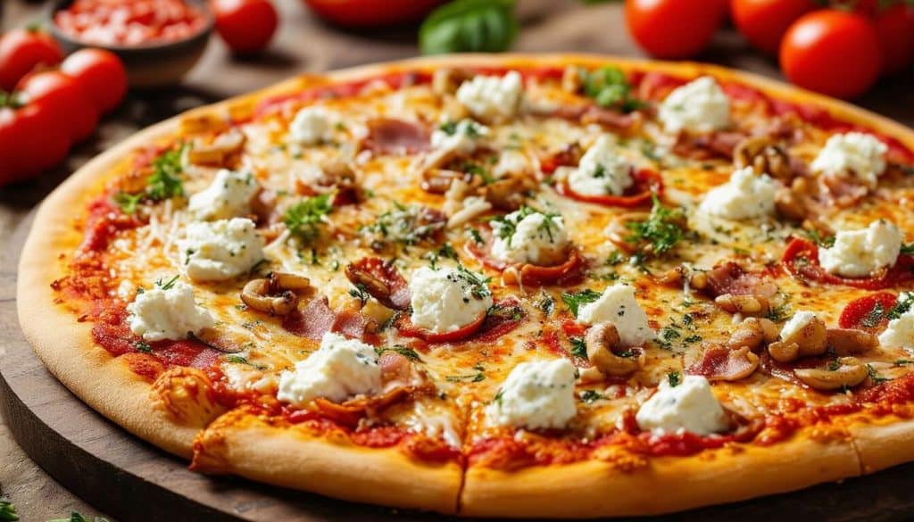 Recette de pizza au roquefort, noix et lard aux bords farcis : plaisir gourmand