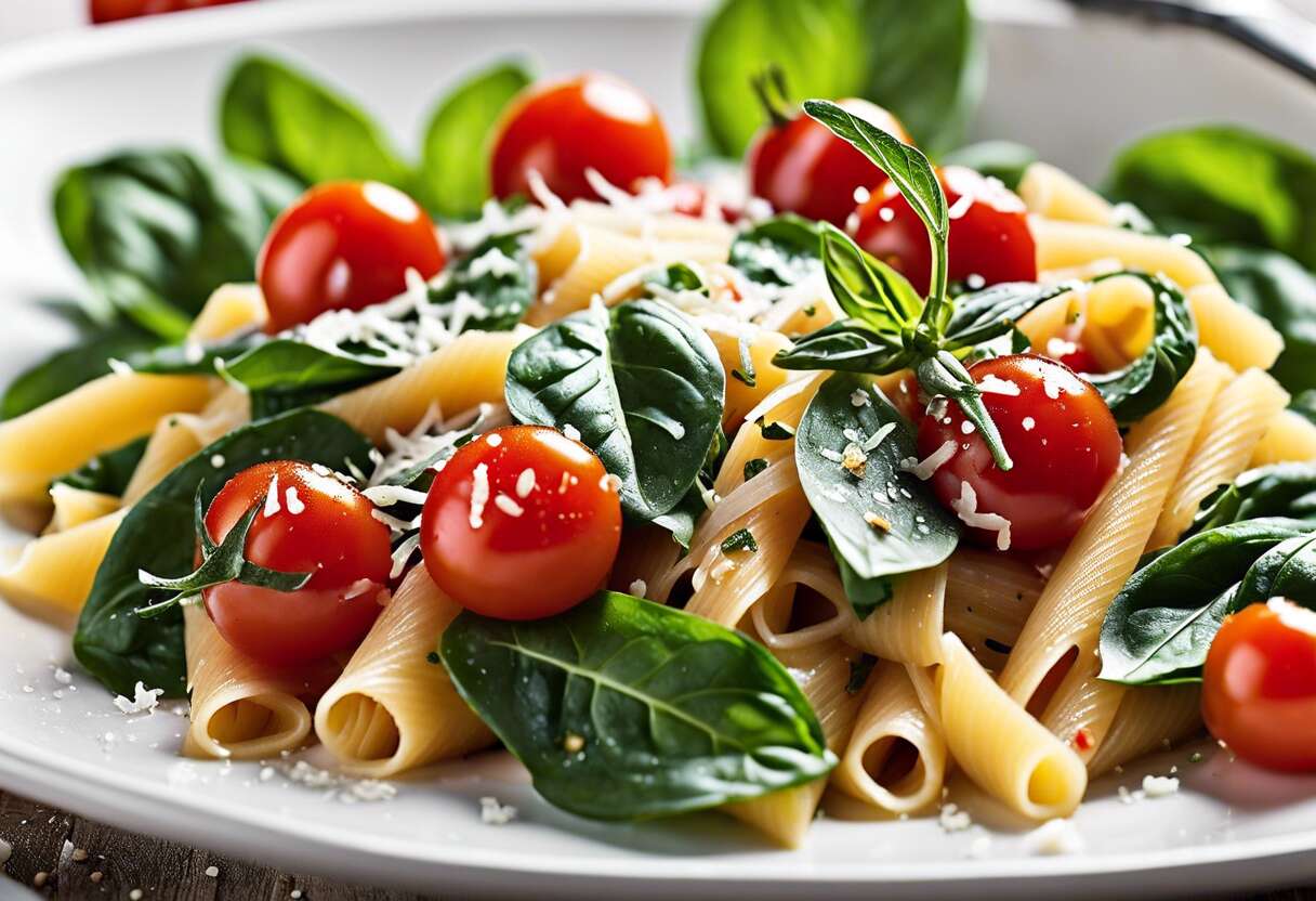 Recette de mafaldes aux épinards et tomates cerises : saveurs italiennes au menu