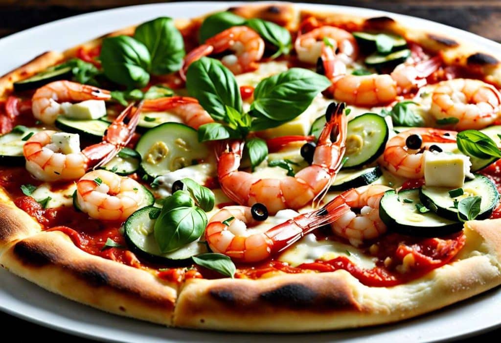 Pizza aux gambas et zucchinis : recette originale et savoureuse