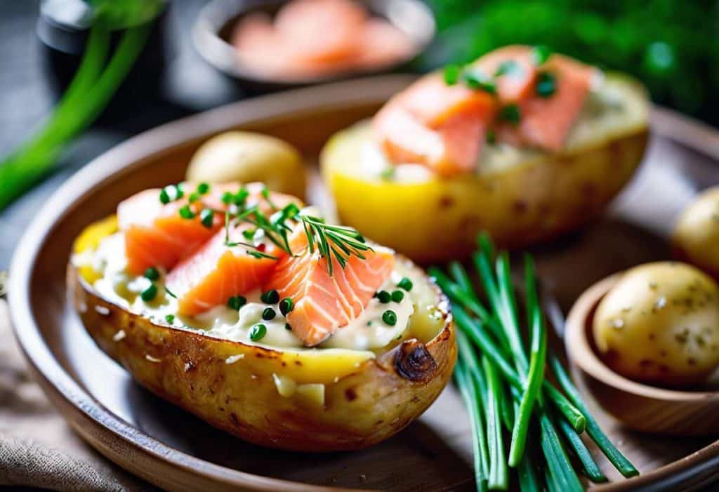 Recette de pommes de terre farcies au saumon : saveurs gourmandes garanties